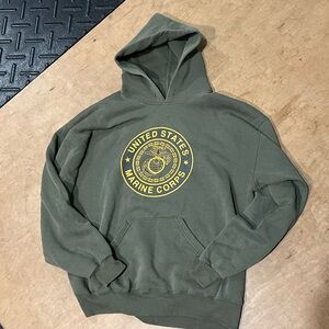 Vintage USMC Marine Corps Olive Green Hoodie